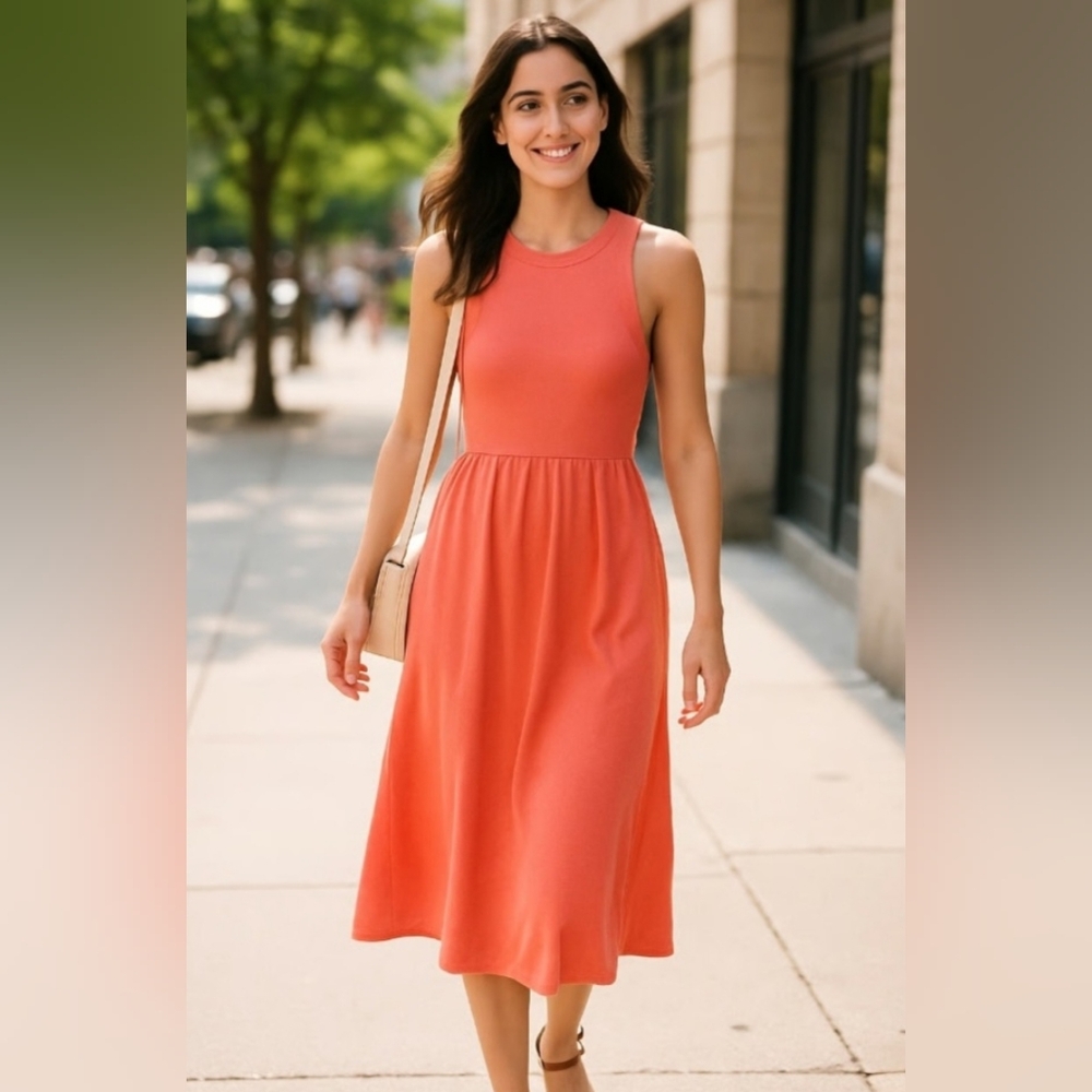 Old Navy Coral Midi Dress